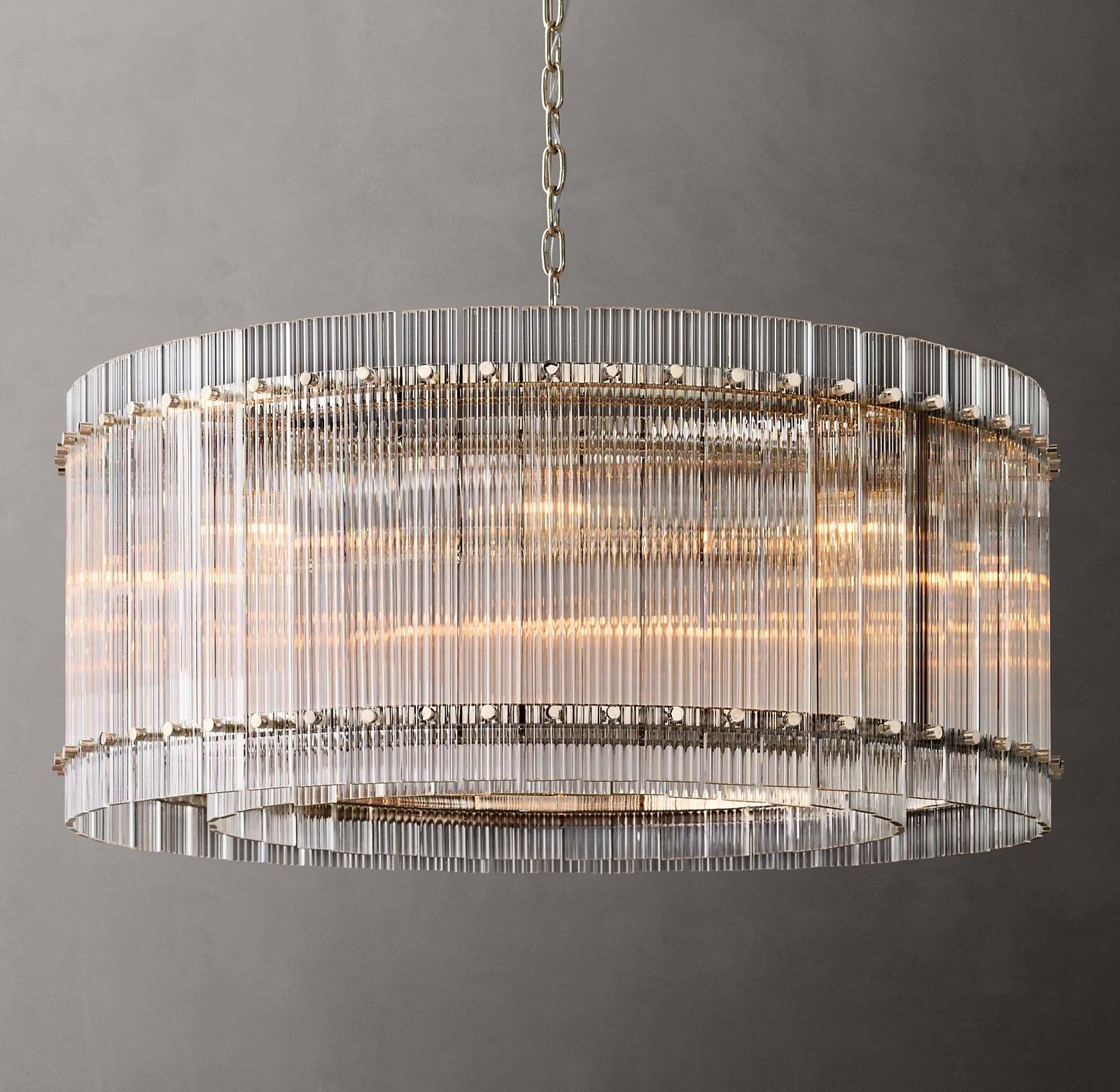37 Inch Ribbed Glass Round Chandelier - San Marco