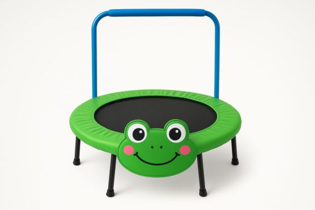 Kinderspielzeug Trampolin Frosch Design Grün Durchmesser 96 cm mit Haltegriff