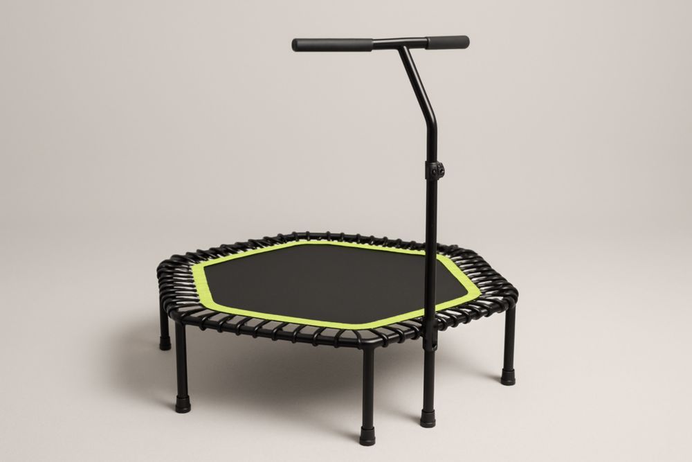 Sechseckiges Fitness-Trampolin mit Haltegriff Schwarz/Grün 110cm