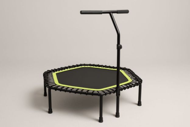 Sechseckiges Fitness-Trampolin mit Haltegriff Schwarz/Grün 110cm