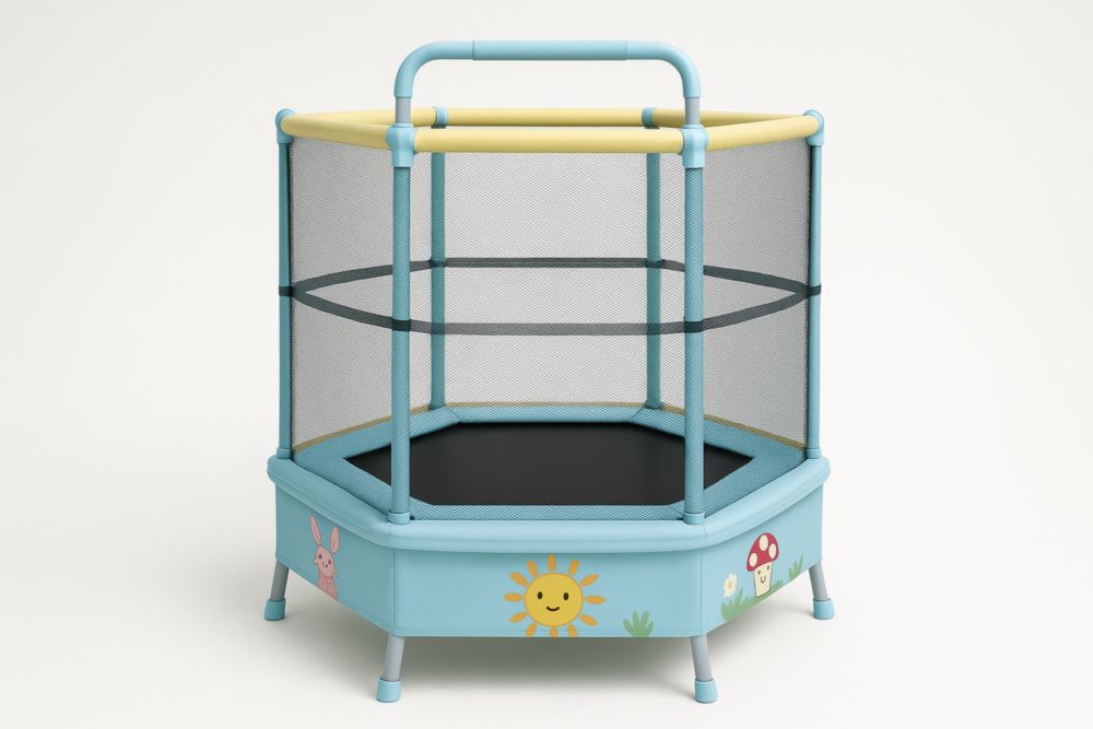 Kindertrampolin Sechseckiges Blau/Gelb ×140 cm Stahl Polypropylen Polyethylen