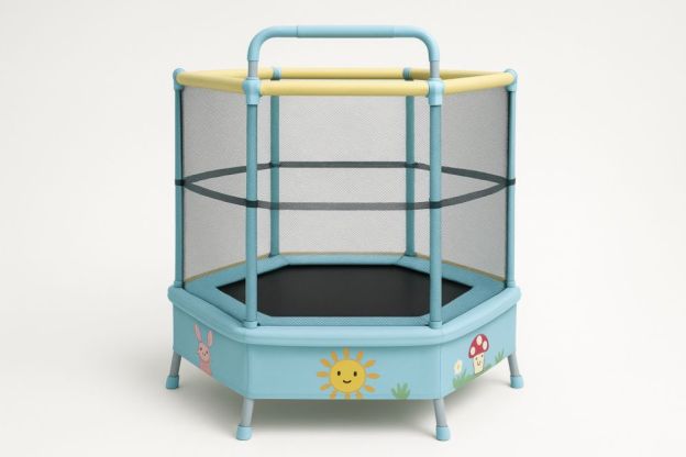 Kindertrampolin Sechseckiges Blau/Gelb ×140 cm Stahl Polypropylen Polyethylen