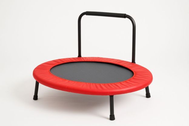 Kindertrampolin rund Rot mit Haltegriff Durchmesser 100cm Höhe 80cm Stahlrahmen