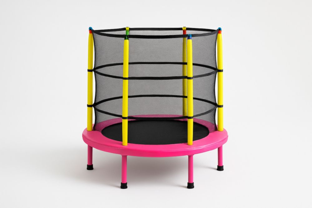 Kindertrampolin Rund Rosa/Schwarz Stahlrahmen Polypropylen Sprungtuch