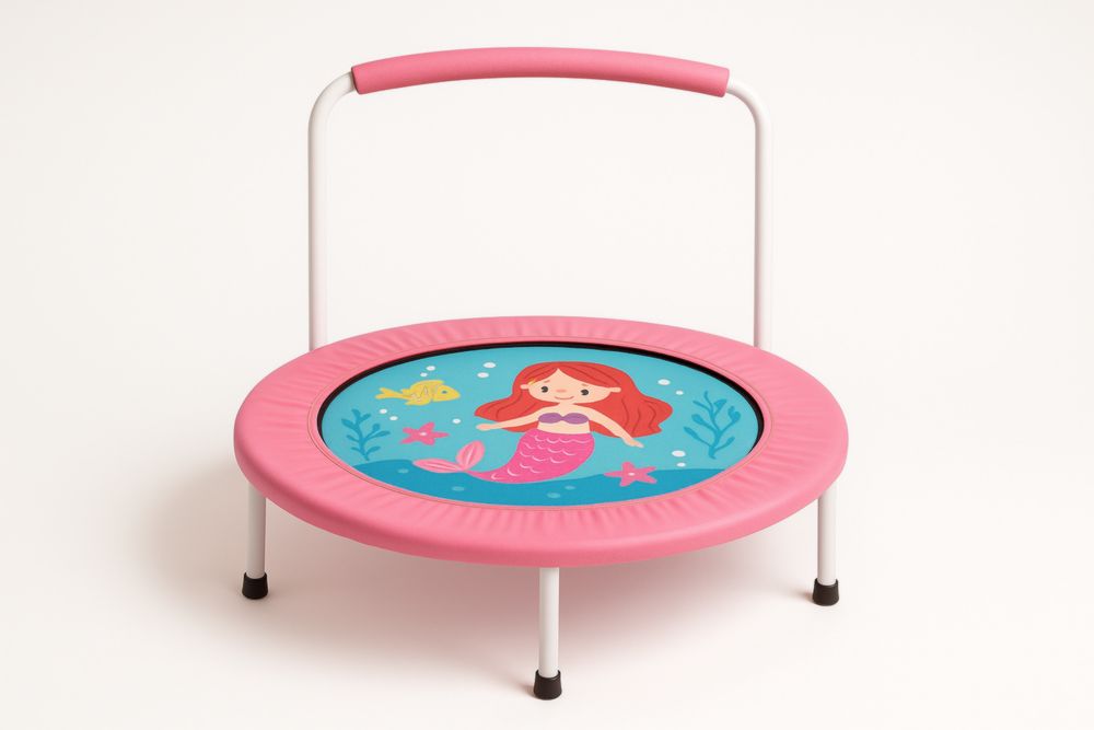 Kindertrampolin Rund Rosa mit Griff 90cm Kunststoff/Metall Meerjungfrau Design