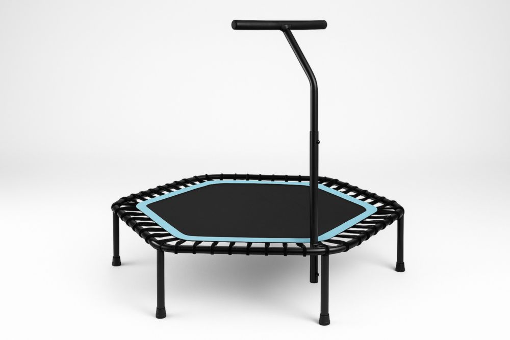 Hexagon Fitness Trampolin mit Griff Schwarz/Blau 140cm Stahl Polypropylen Sprungtuch