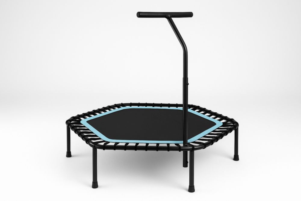 Hexagon Fitness Trampolin mit Griff Schwarz/Blau 140cm Stahl Polypropylen Sprungtuch