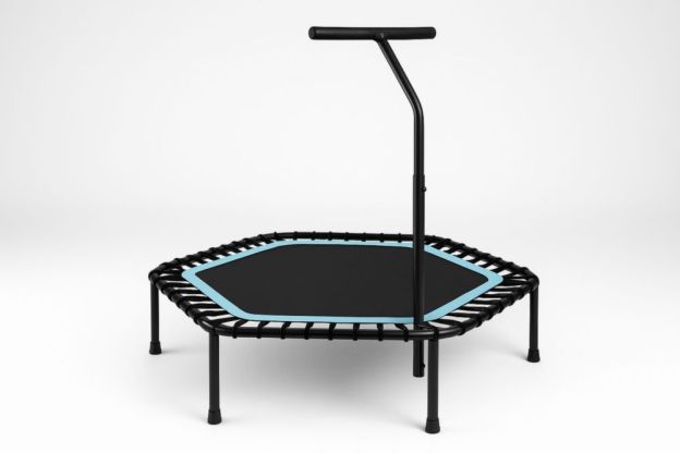 Hexagon Fitness Trampolin mit Griff Schwarz/Blau 140cm Stahl Polypropylen Sprungtuch