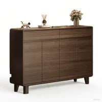 Chinese-style solid wood entry door shoe cabinet