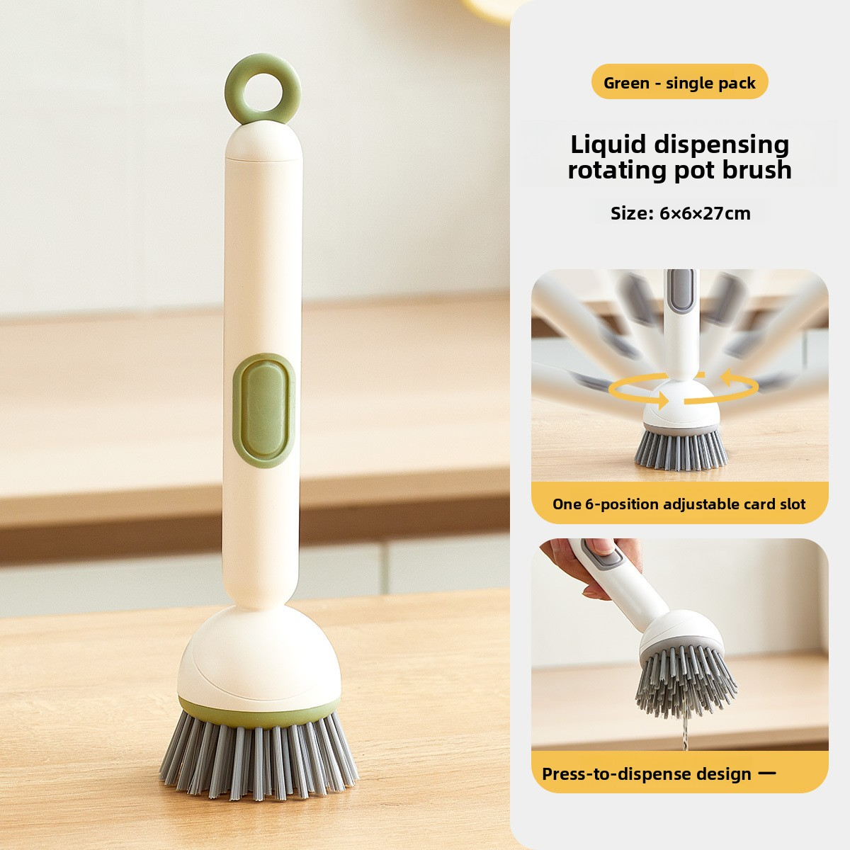 Long-handled brush specially for kitchen, oil-resistant, pot-friendly, multi-functional cleaning brush