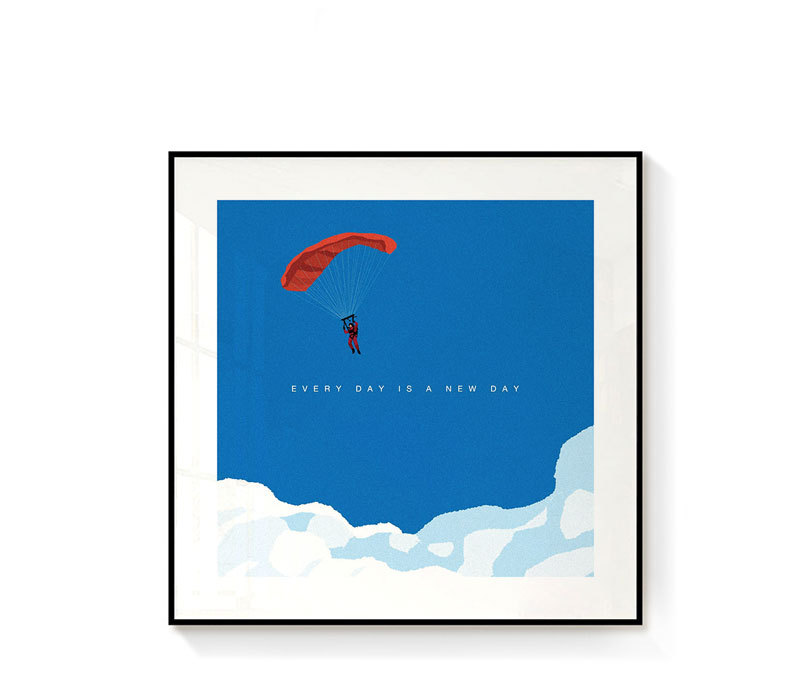 Minimalist red architectural art painting