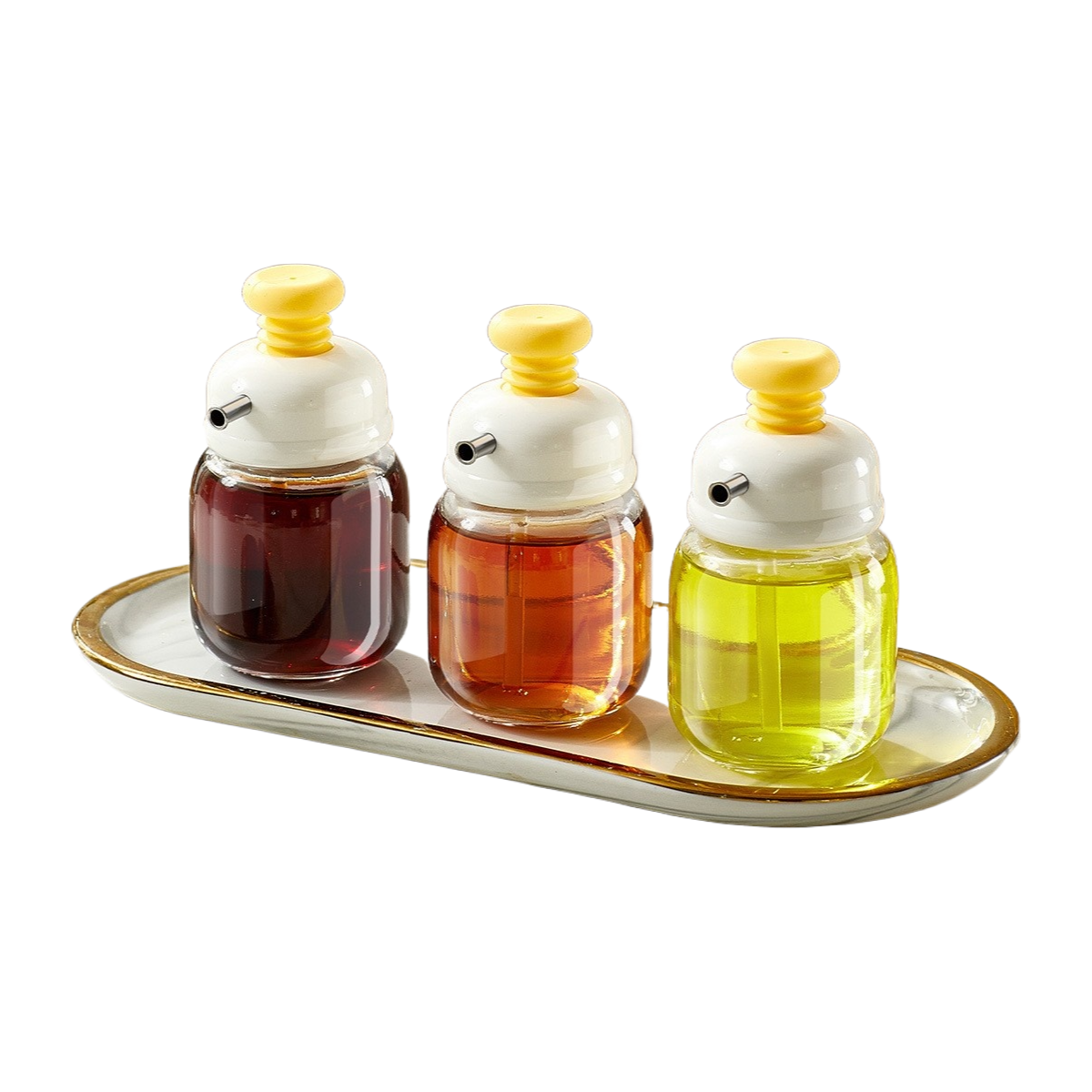 Press-type oil bottle, glass controlled-quantity seasoning bottle