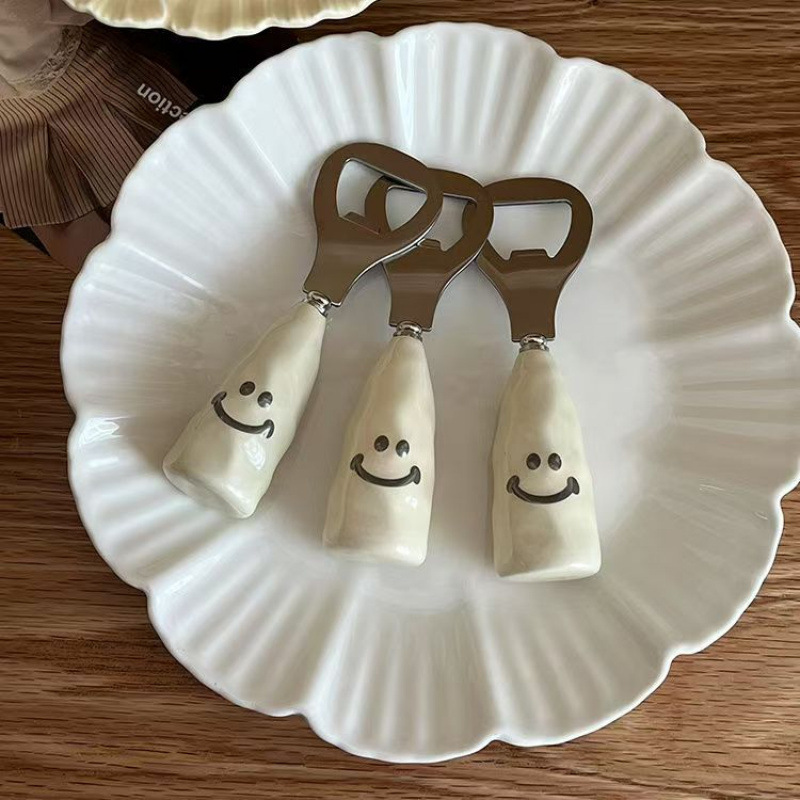 Stainless steel cute smiling face beer bottle opener