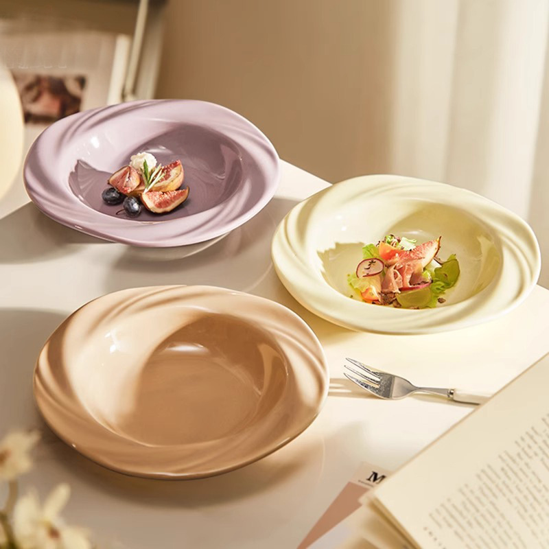 Household ceramic bowls and dishes - 8-inch fruit plate and dinner plate