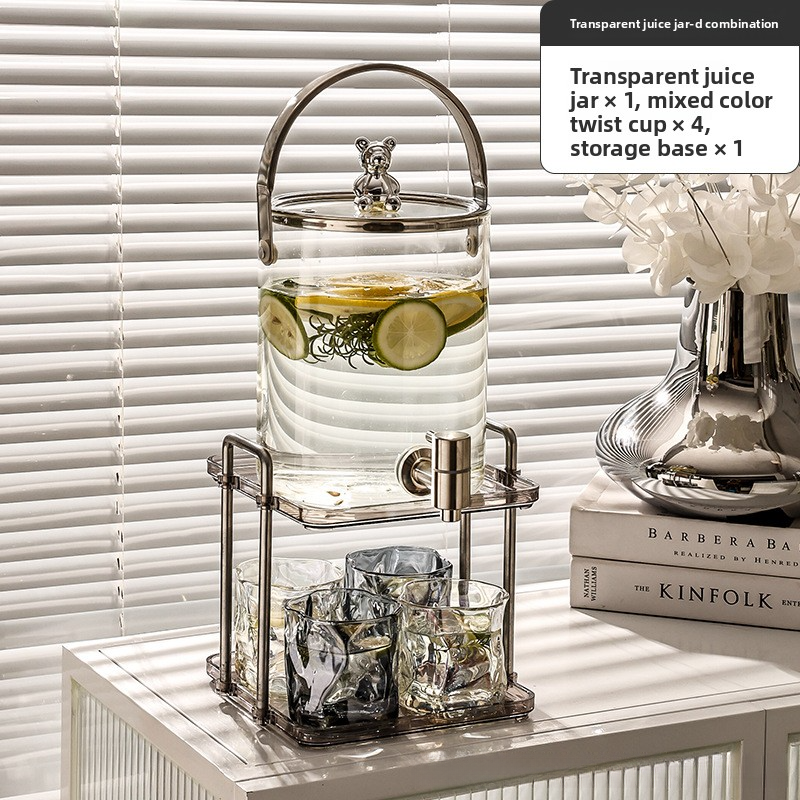 Glass cold water jug with faucet bucket set