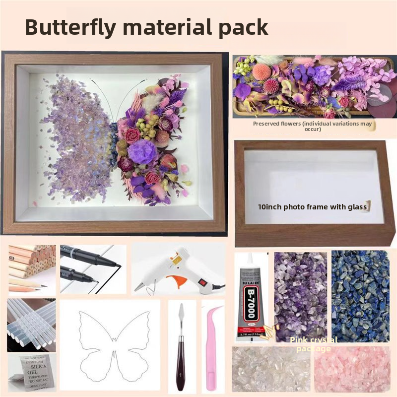 Creative Rose Plant Material Kit, Crystal Preserved Flower Butterfly Set DIY Materials