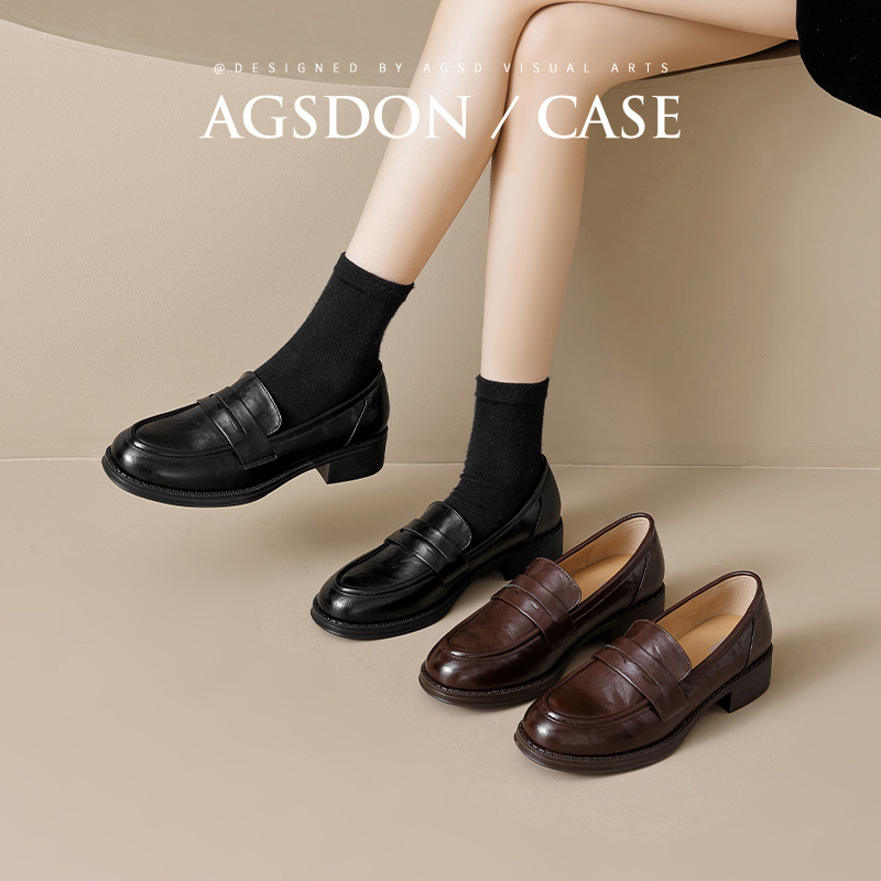 2025 New Autumn Black Block Heel Loafers