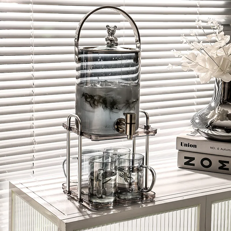 Glass cold water jug with faucet bucket set