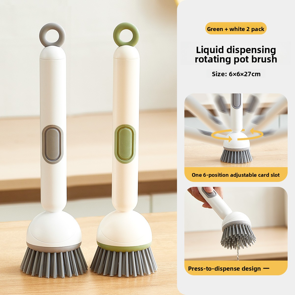 Long-handled brush specially for kitchen, oil-resistant, pot-friendly, multi-functional cleaning brush