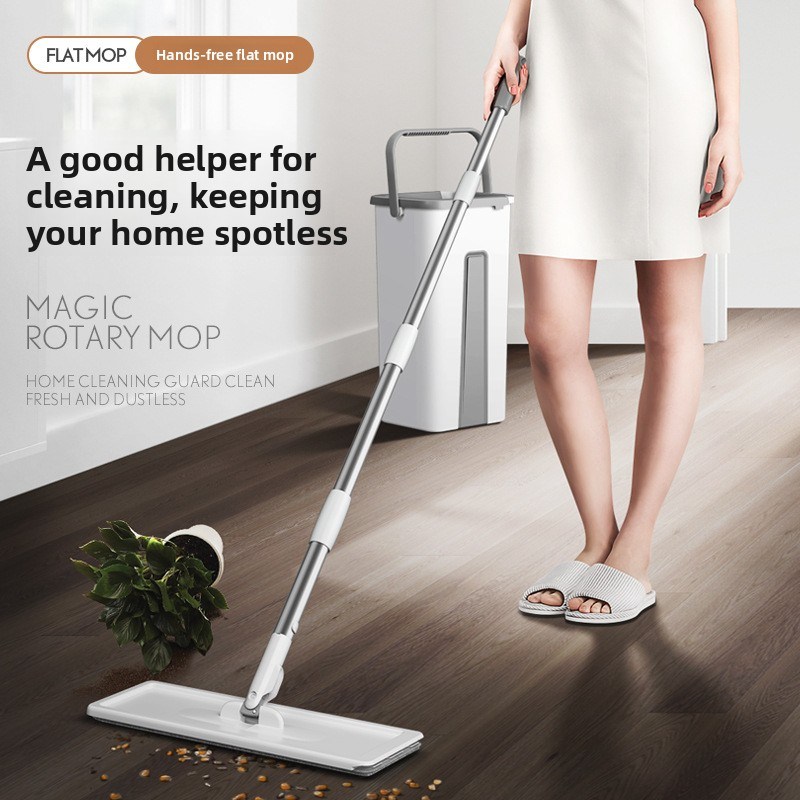 Hands-free large-sized household flat mop