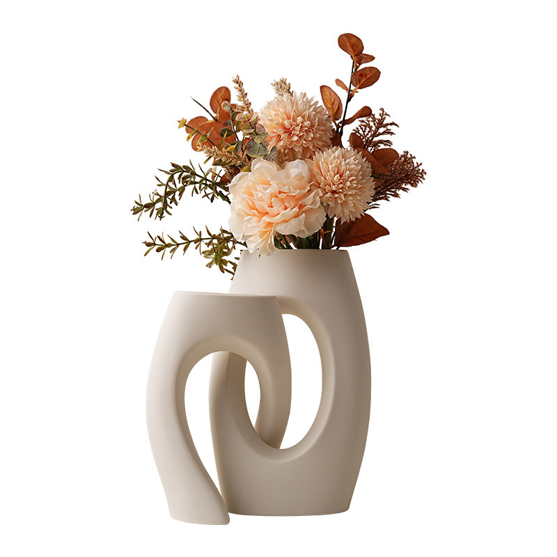 White artistic ceramic vase