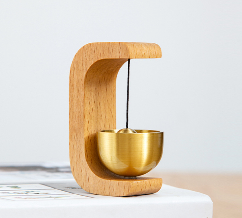 Brass bell, letter C-shaped magnetic suction hanging doorbell