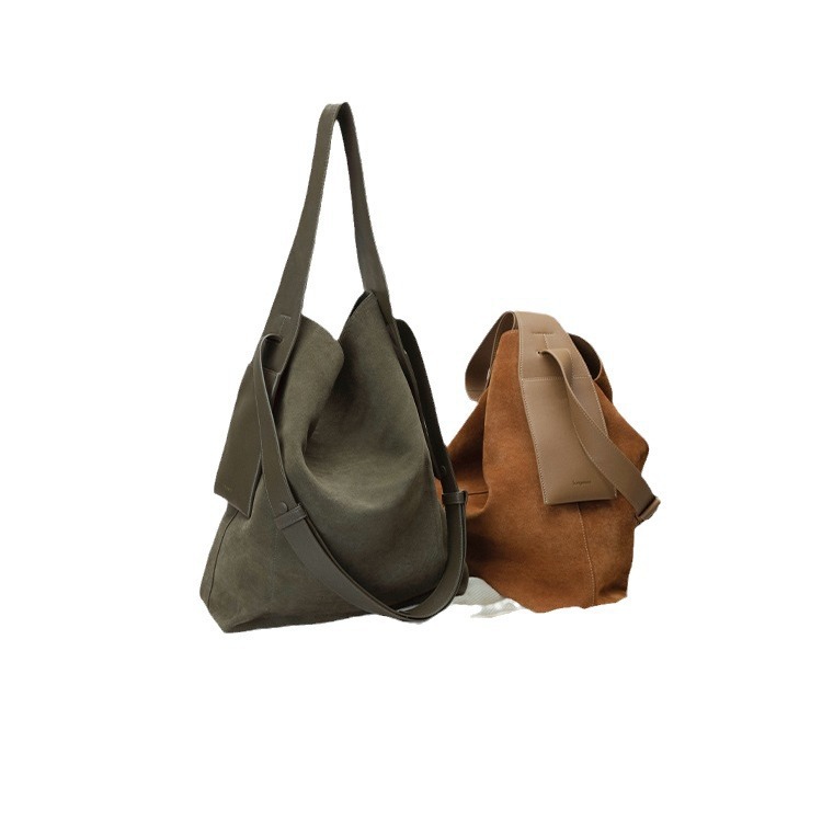 Songmont Yamashita Arimatsu Suede Ear-Hanging Tote Bag Lazy Commuter Shoulder Crossbody Bag Bucket Bag Large Bag