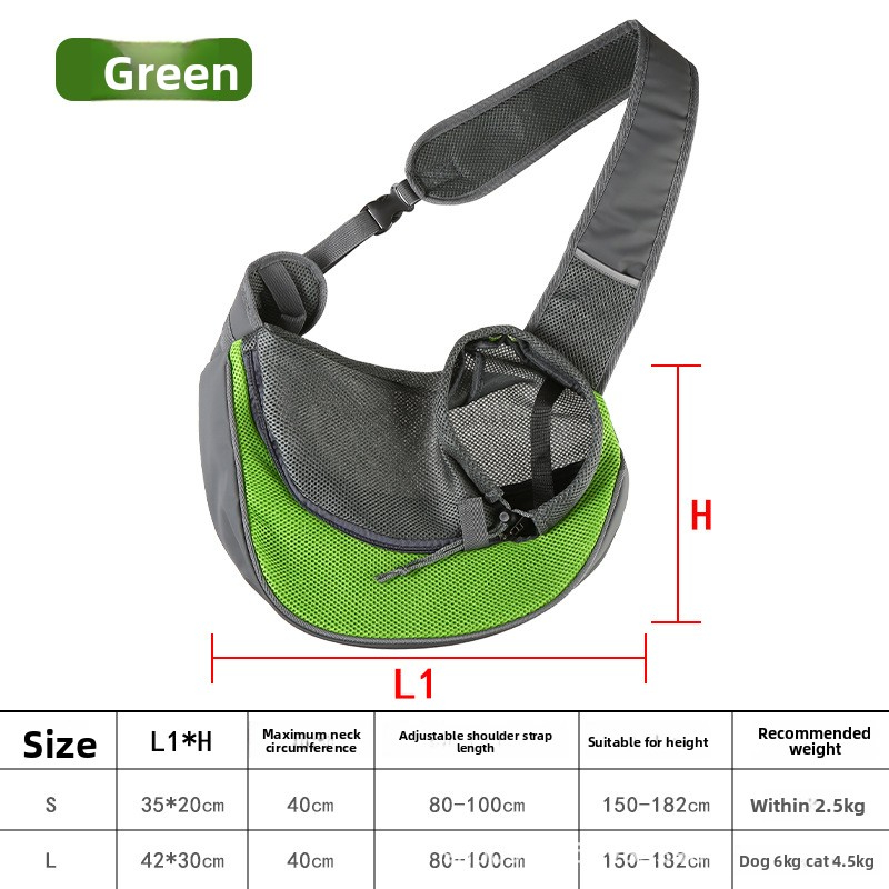 Crossbody pet bag for outdoor use, portable with breathable mesh