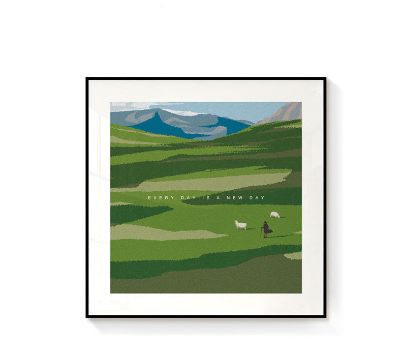 Minimalist red architectural art painting