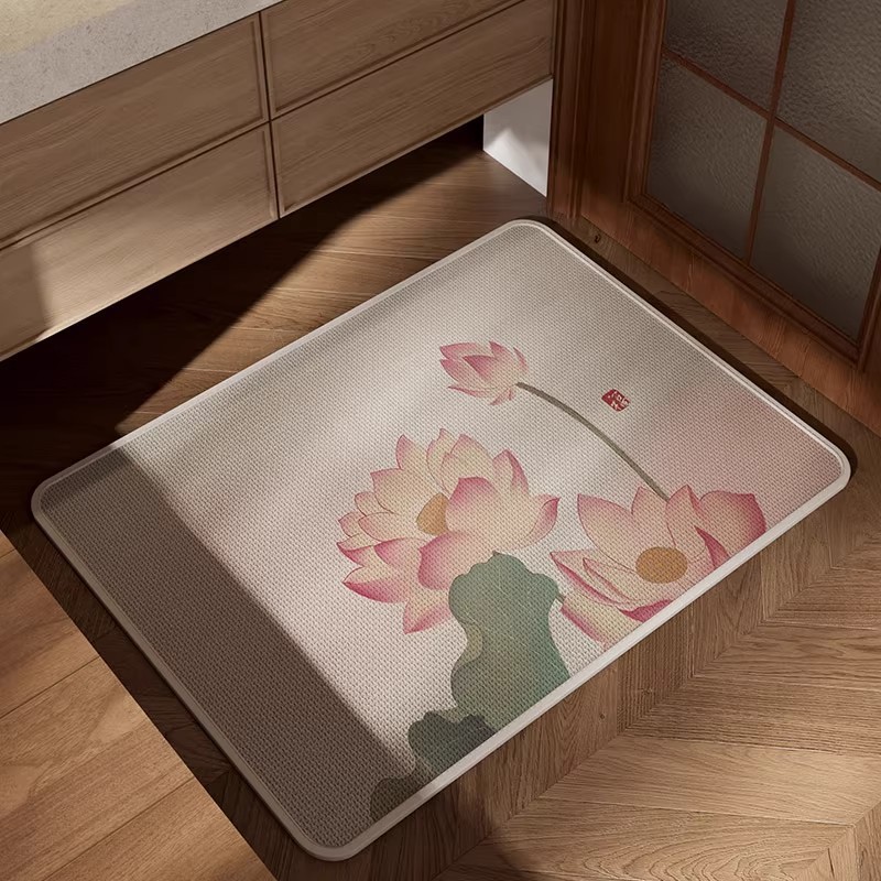 Flax water-absorbing bathroom non-slip floor mat