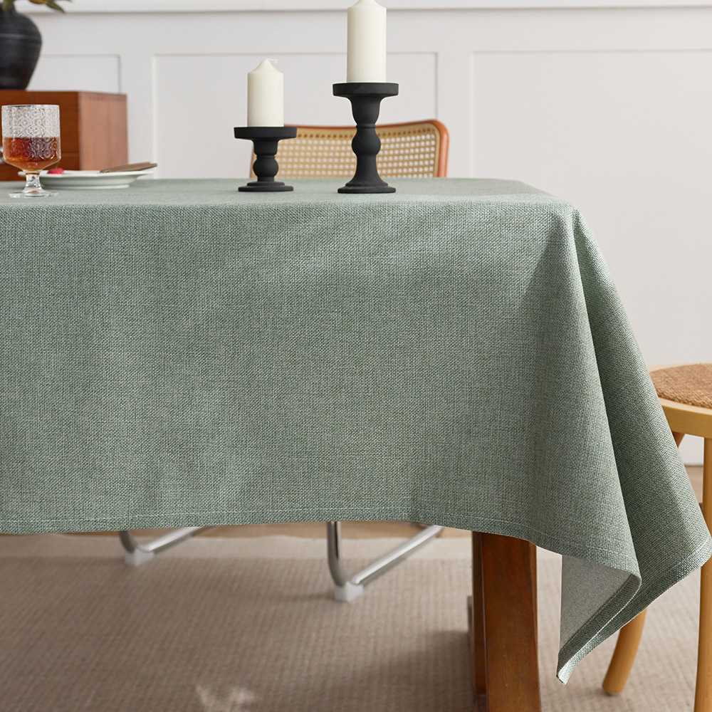 Cotton and linen style solid color tablecloth, rectangular dining table decorative cloth