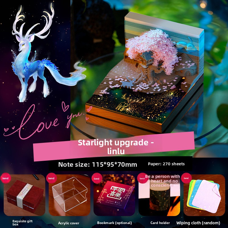 3D Stereo Sticky Note Cherry Blossom Tree Paper Carving