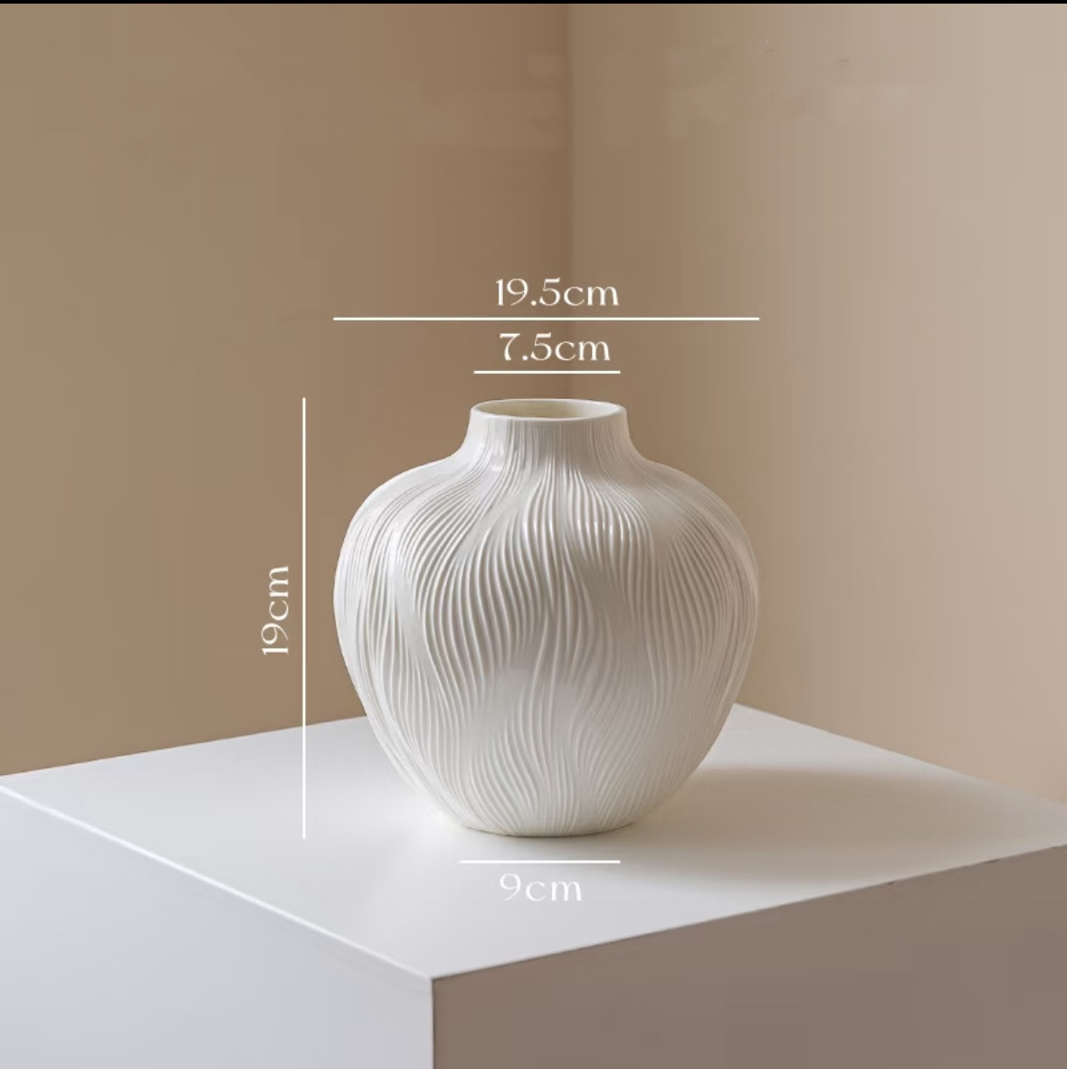 White textured glass vase