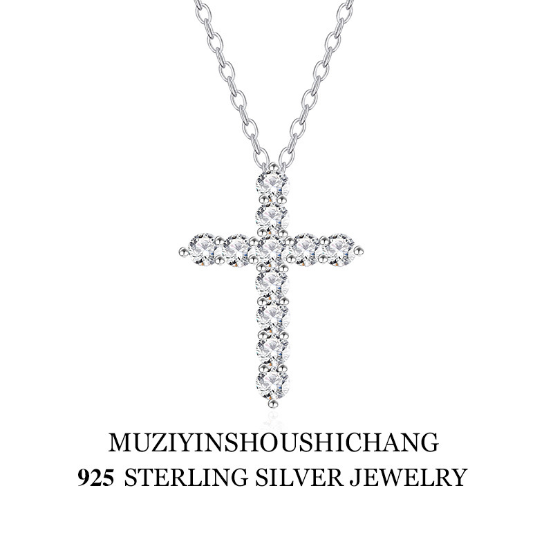 High-end 925 silver cross necklace with a high-end feel