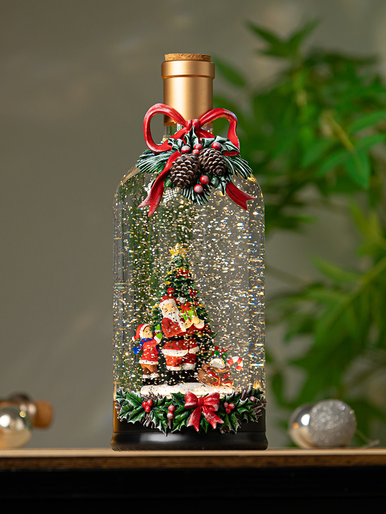 Christmas message in a bottle ornaments, Santa Claus wine bottle