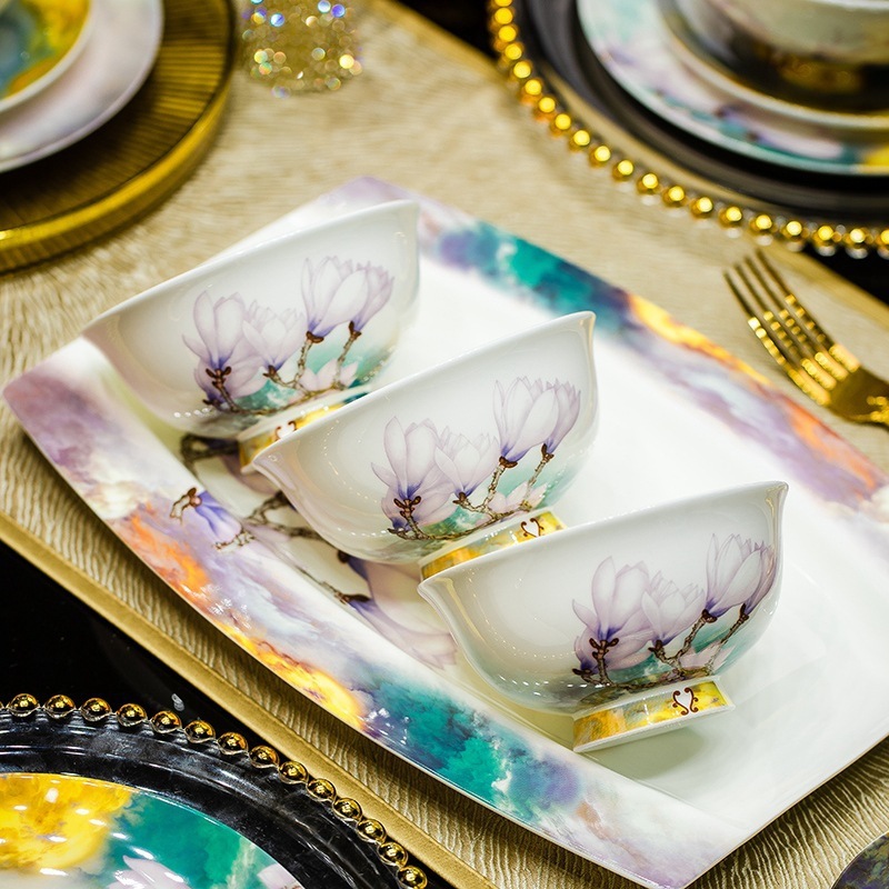 Jingdezhen Ceramic Tableware Bowl and Plate Set