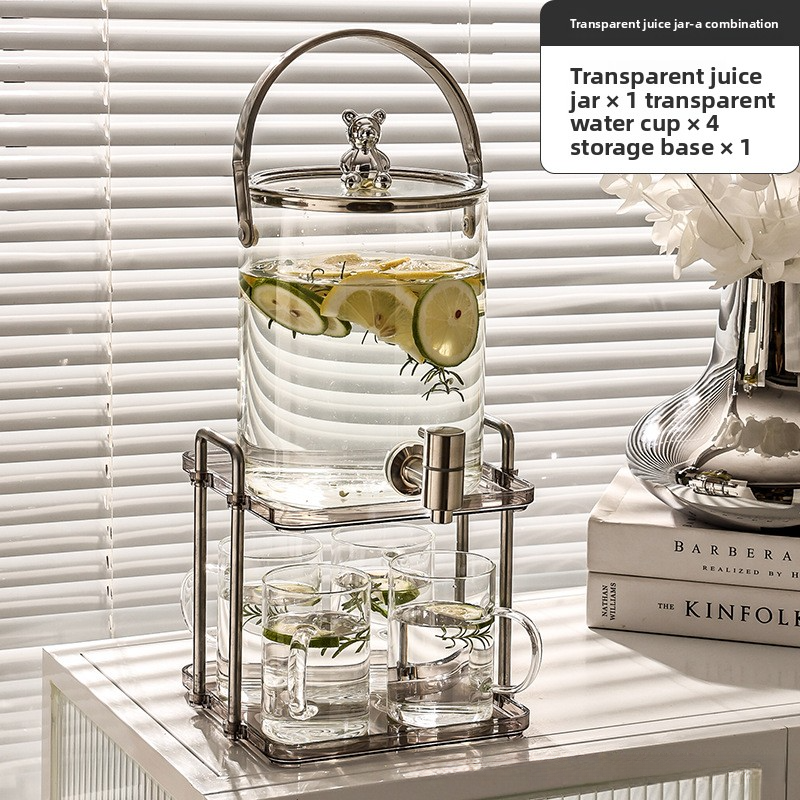 Glass cold water jug with faucet bucket set