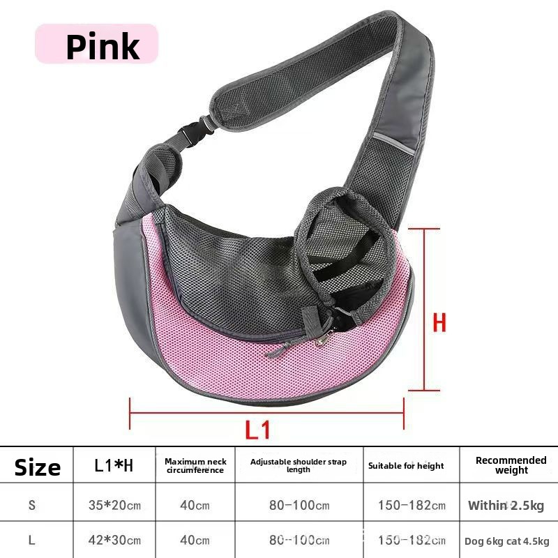 Crossbody pet bag for outdoor use, portable with breathable mesh