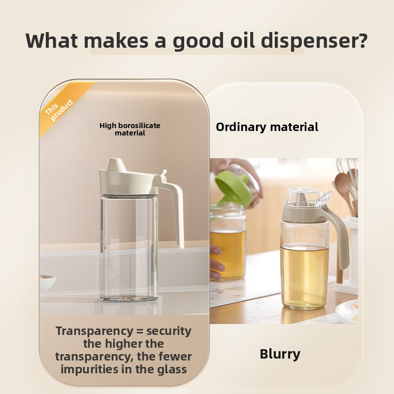 Household large-capacity leak-proof glass oil bottle