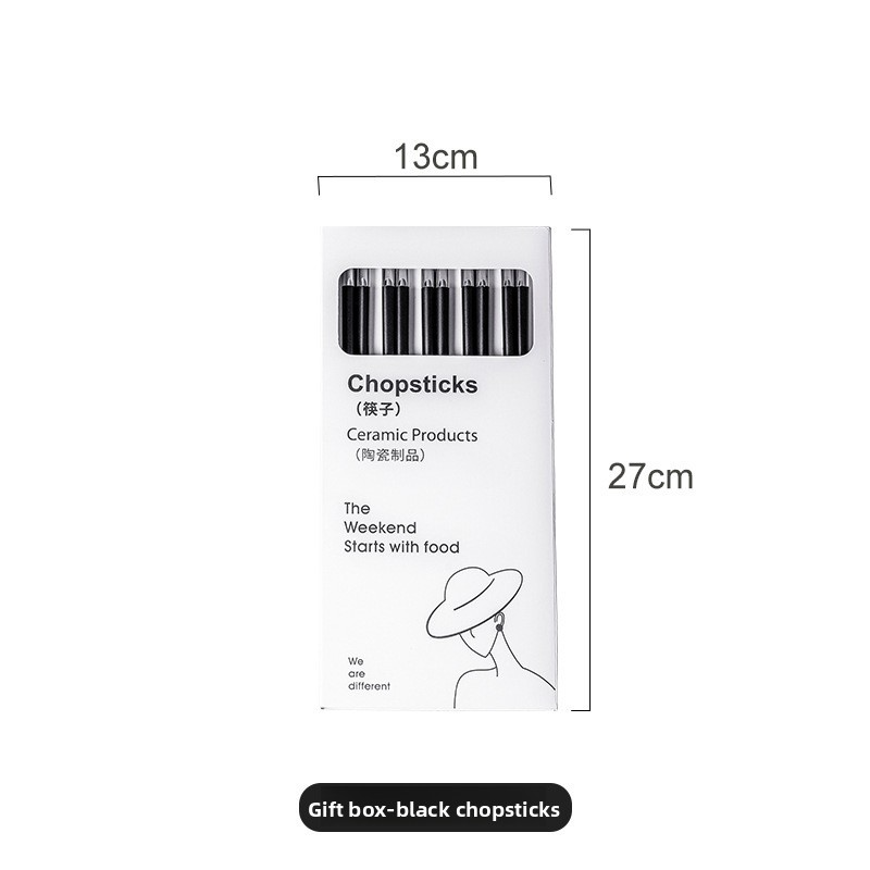 Ceramic chopsticks, 5 pairs gift box set for home use