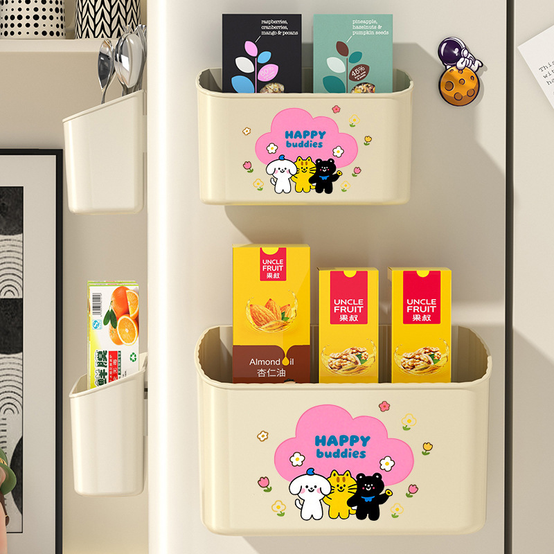 Refrigerator shelf wall-mounted drill-free kitchen supplies storage box