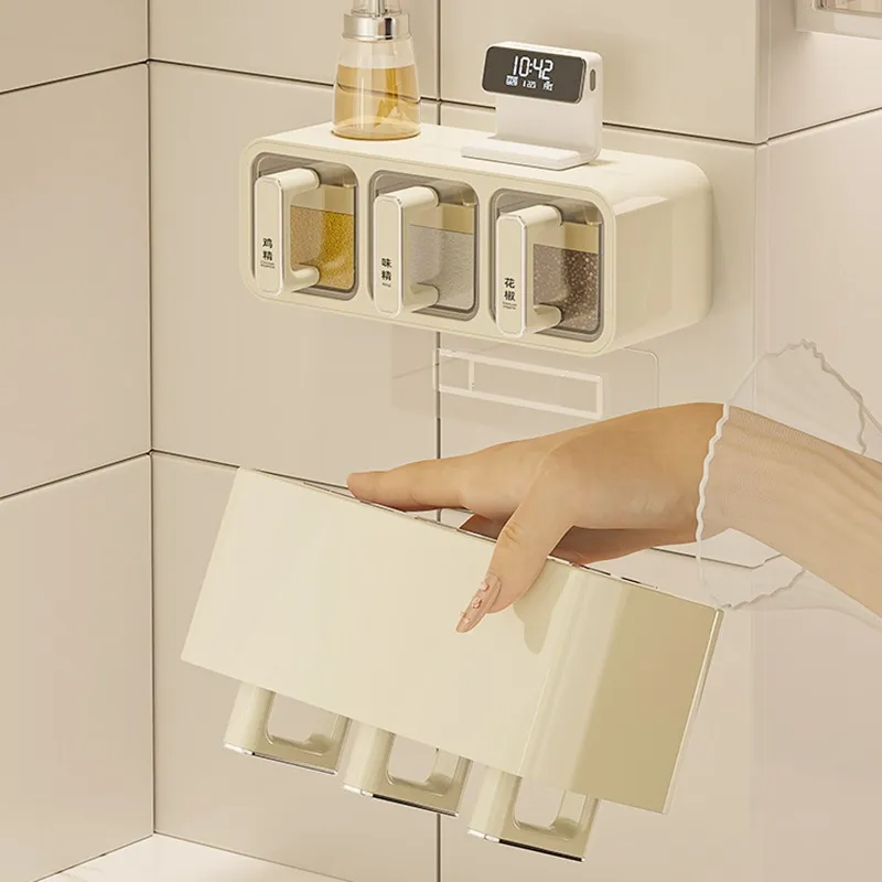 High-end household wall-mounted condiment storage set, which can store seasonings such as salt and monosodium glutamate