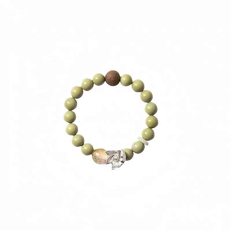 Sunrise Tibetan Incense Bead Green Bracelet and Ring Set