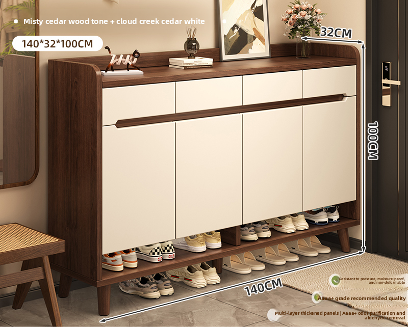 Chinese-style solid wood entry door shoe cabinet