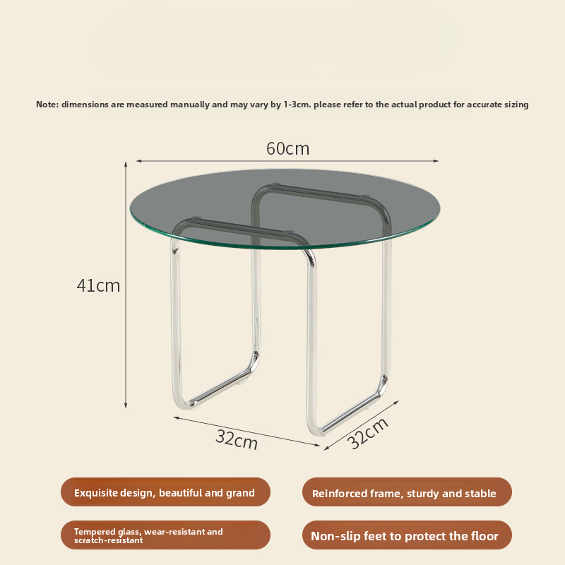 Small round tempered glass coffee table