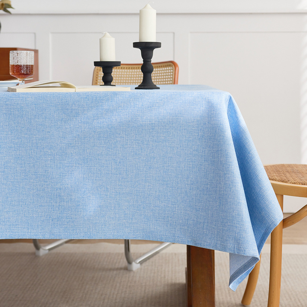Cotton and linen style solid color tablecloth, rectangular dining table decorative cloth