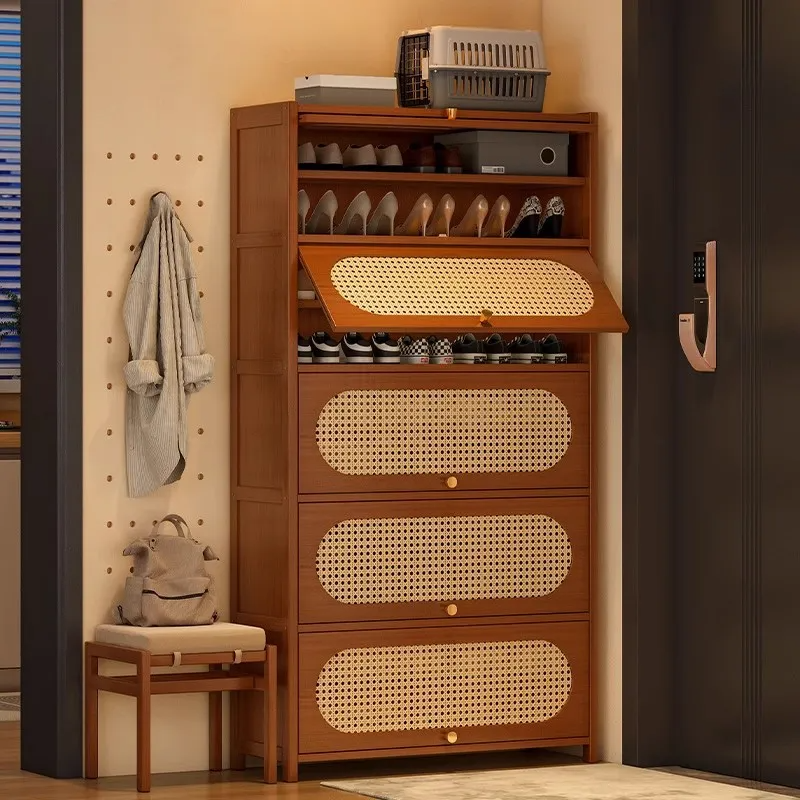 Household wooden shoe rack storage cabinet