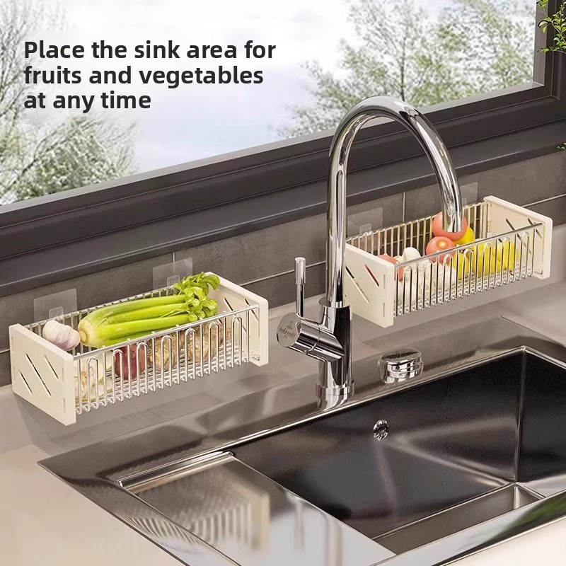 Wall-mounted seasoning rack for ginger, onion and garlic in the kitchen