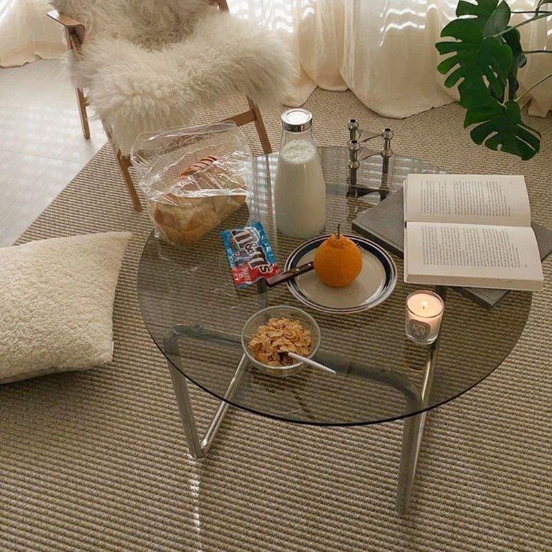 Small round tempered glass coffee table