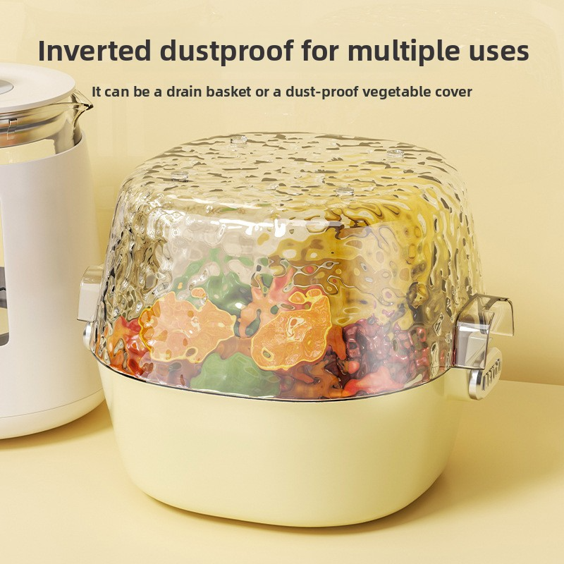 Double-layer draining basket for washing fruits and vegetables in the kitchen